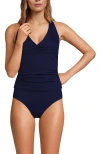 Lands' End Twist Halter Tankini Top In Blue