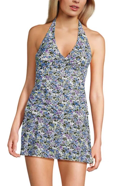 Lands' End Twist Halter Tankini Top In Blue