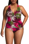 Lands' End Twist Halter Tankini Top In Multi