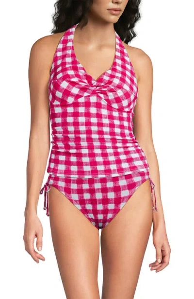Lands' End Twist Halter Tankini Top In Pink