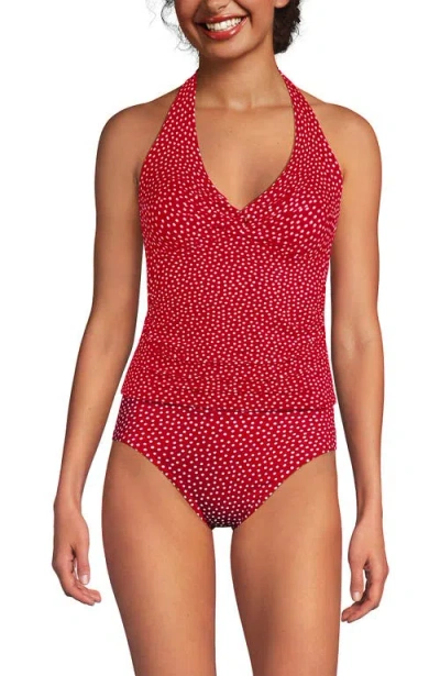 Lands' End Twist Halter Tankini Top In Red