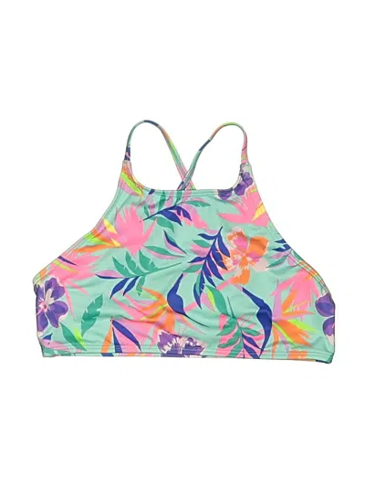 Pre-owned Lands' End Kids'  Two Piece Swimsuit In Green