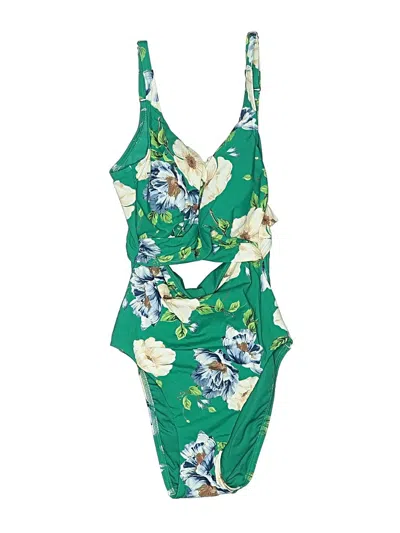 Pre-owned Lands' End Two Piece Swimsuit In Green