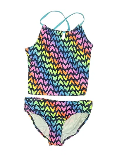 Pre-owned Lands' End Kids'  Two Piece Swimsuit In Green