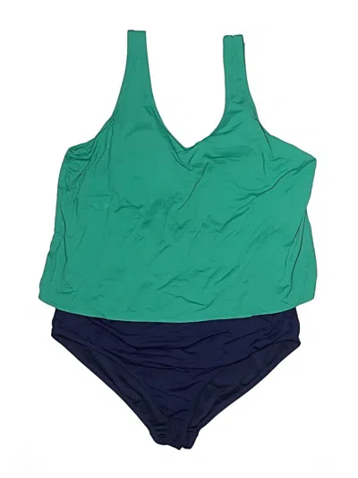 Pre-owned Lands' End Two Piece Swimsuit In Green