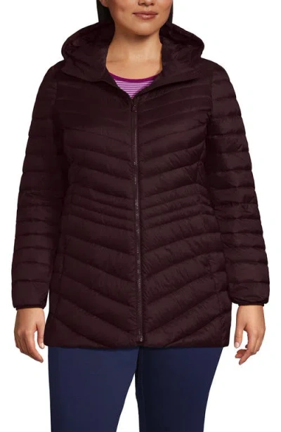 Lands' End Ultralight Packable Down Jacket In Burgundy