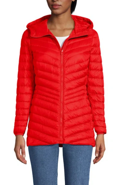 Lands' End Ultralight Packable Down Jacket In Sunset Poppy