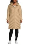 Lands' End Ultralight Packable Long Down Coat In Neutral