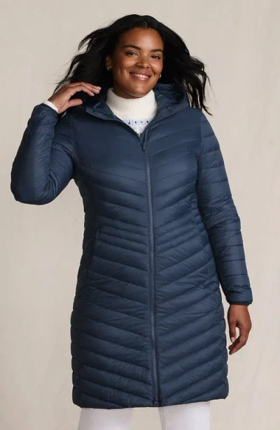 Lands' End Ultralight Packable Long Down Coat In Black