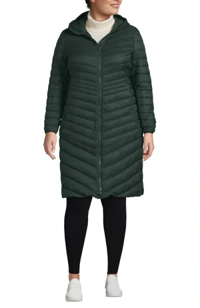 Lands' End Ultralight Packable Long Down Coat In Black