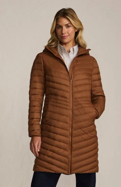 Lands' End Ultralight Packable Long Down Coat In Brown