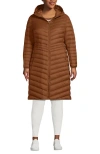 Lands' End Ultralight Packable Long Down Coat In Brown