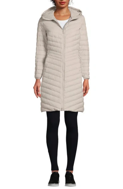Lands' End Ultralight Packable Long Down Coat In Dusk Gray