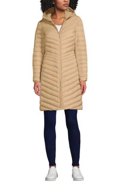 Lands' End Ultralight Packable Long Down Coat In Nude