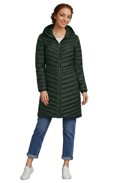 Lands' End Ultralight Packable Long Down Coat In Woodland Forest