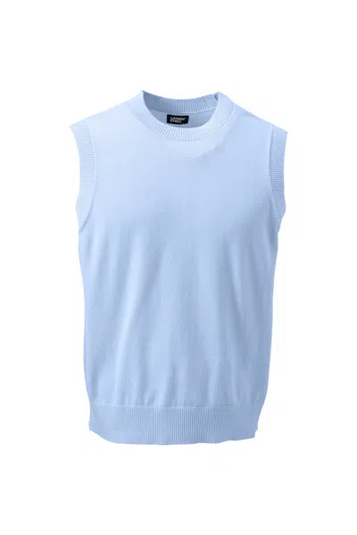 Lands' End Unisex Big Crewneck Sweater Vest In Blue