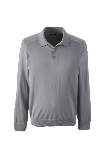 Lands' End Unisex Big Polo Sweater In Gray