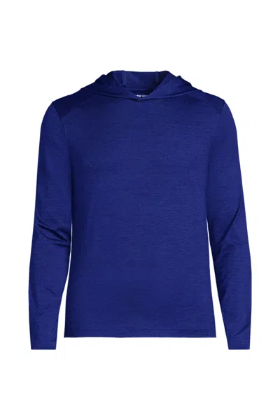 Lands' End Unisex Big Rapid Dry Sun Protection Popover Hoodie In Blue