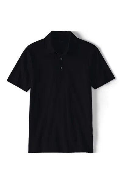 Lands' End Unisex Big Short Sleeve Recycle Polo In Black