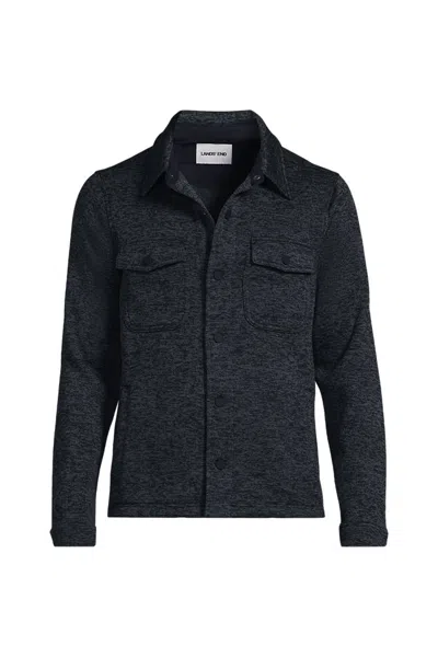 Lands' End Unisex Big Sweater Fleece Shirt Jacket In Black