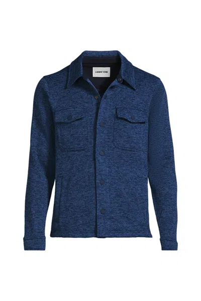 Lands' End Unisex Big Sweater Fleece Shirt Jacket In Blue