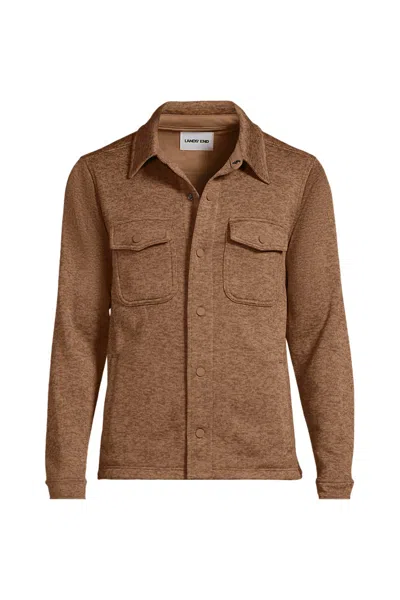 Lands' End Unisex Big Sweater Fleece Shirt Jacket In Brown