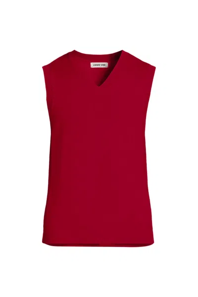 Lands' End Unisex Cotton Modal Pullover Sweater Vest In Red