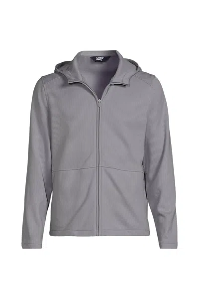 Lands' End Unisex Grid Tech Hooded Zip Front Jacket In Green