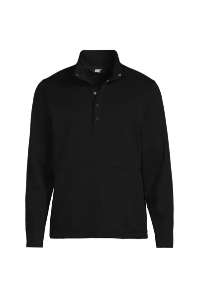 Lands' End Unisex Grid Tech Snapneck Pullover Shirt In Black