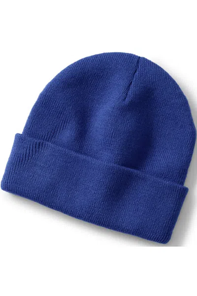 Lands' End Unisex Knit Cuffed Winter Beanie In Blue