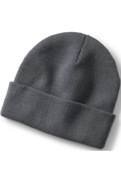 Lands' End Unisex Knit Cuffed Winter Beanie In Gray