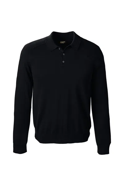 Lands' End Unisex Polo Sweater In Black