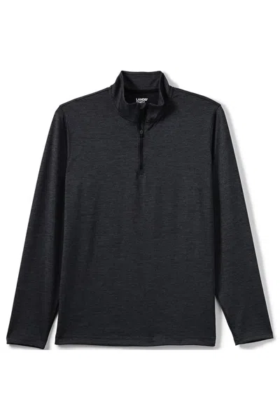 Lands' End Unisex Rapid Dry Space Dye Quarter Zip Pullover Shirt In Black