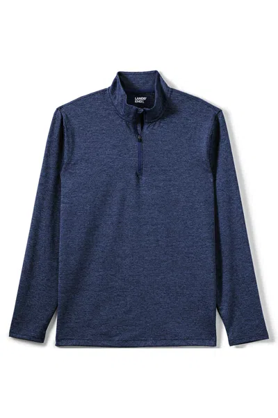 Lands' End Unisex Rapid Dry Space Dye Quarter Zip Pullover Shirt In Blue