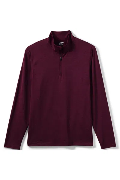 Lands' End Unisex Rapid Dry Space Dye Quarter Zip Pullover Shirt In Burgundy