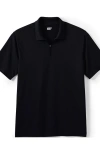 Lands' End Unisex Short Sleeve Basic Polyester Zip Polo In Black