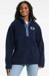 Lands' End Kids'  Unisex Snap Neck Fleece Pullover In Blue