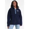 Lands' End Unisex Snap Neck Fleece Pullover In Blue