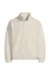Lands' End Unisex Snap Neck Fleece Pullover In White