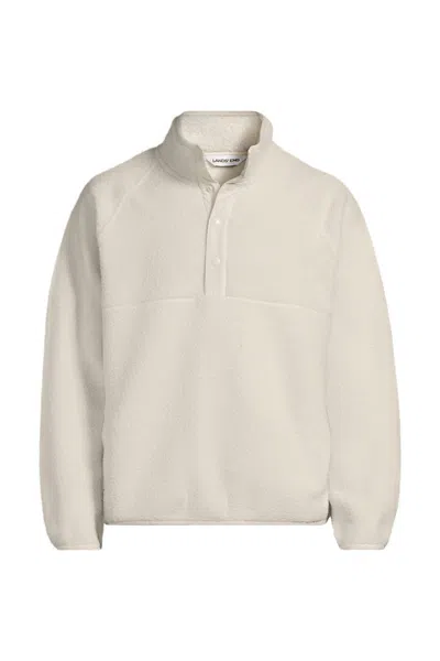 LANDS' END UNISEX SNAP NECK FLEECE PULLOVER