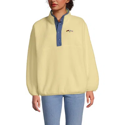 Lands' End Kids'  Unisex Snap Neck Fleece Pullover In Yellow