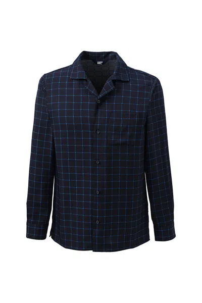Lands' End Unisex Tall Camp Collar Shirt In Blue