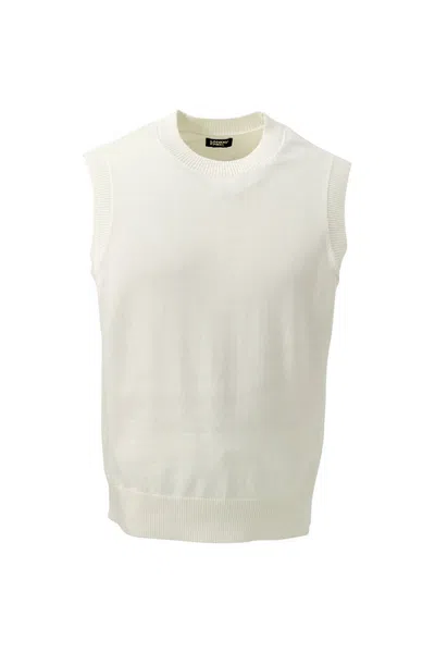Lands' End Unisex Tall Crewneck Sweater Vest In Ivory