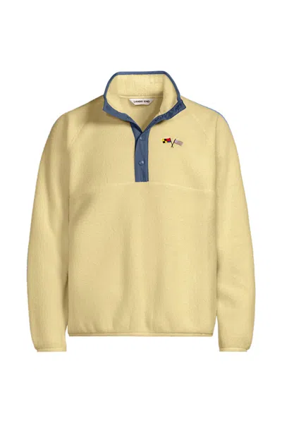 Lands' End Unisex Tall Snap Neck Fleece Pullover In Yellow