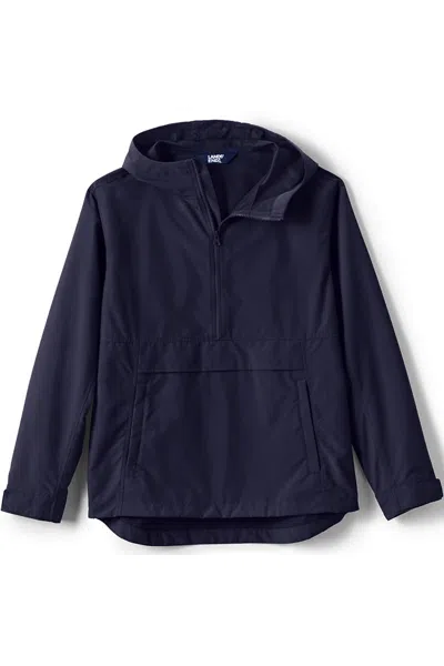 Lands' End Unisex Wind Anorak Jacket In Blue