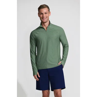 Lands' End Upf 50 Cooling Quarter Zip Mock Neck Rash Guard Shirt In Tea Leaf Heather