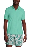 Lands' End Upf 50 Short Sleeve Johnny Collar Polo Rash Guard Shirt In Green