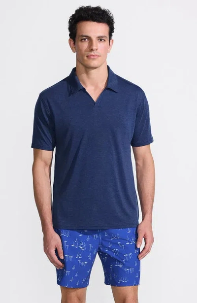 Lands' End Upf 50 Short Sleeve Johnny Collar Polo Rash Guard Shirt