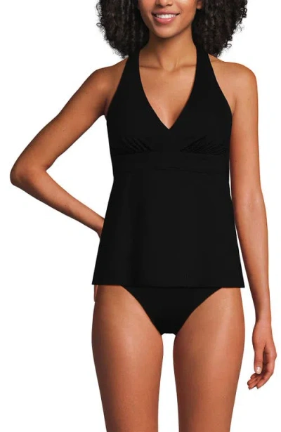 Lands' End V-neck Racerback Flutter Tankini In Black