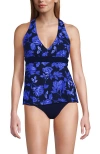 Lands' End V-neck Racerback Flutter Tankini In Blue